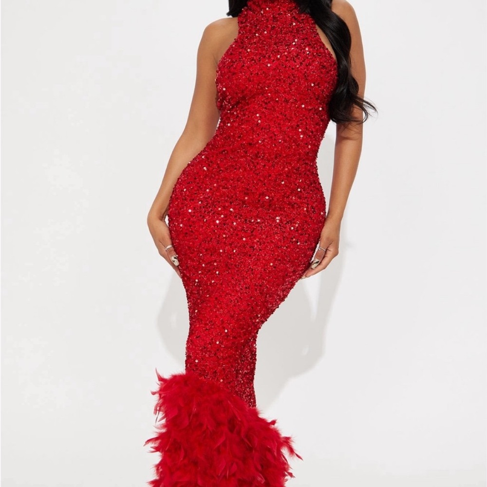 Elegant Red Sequin Gown